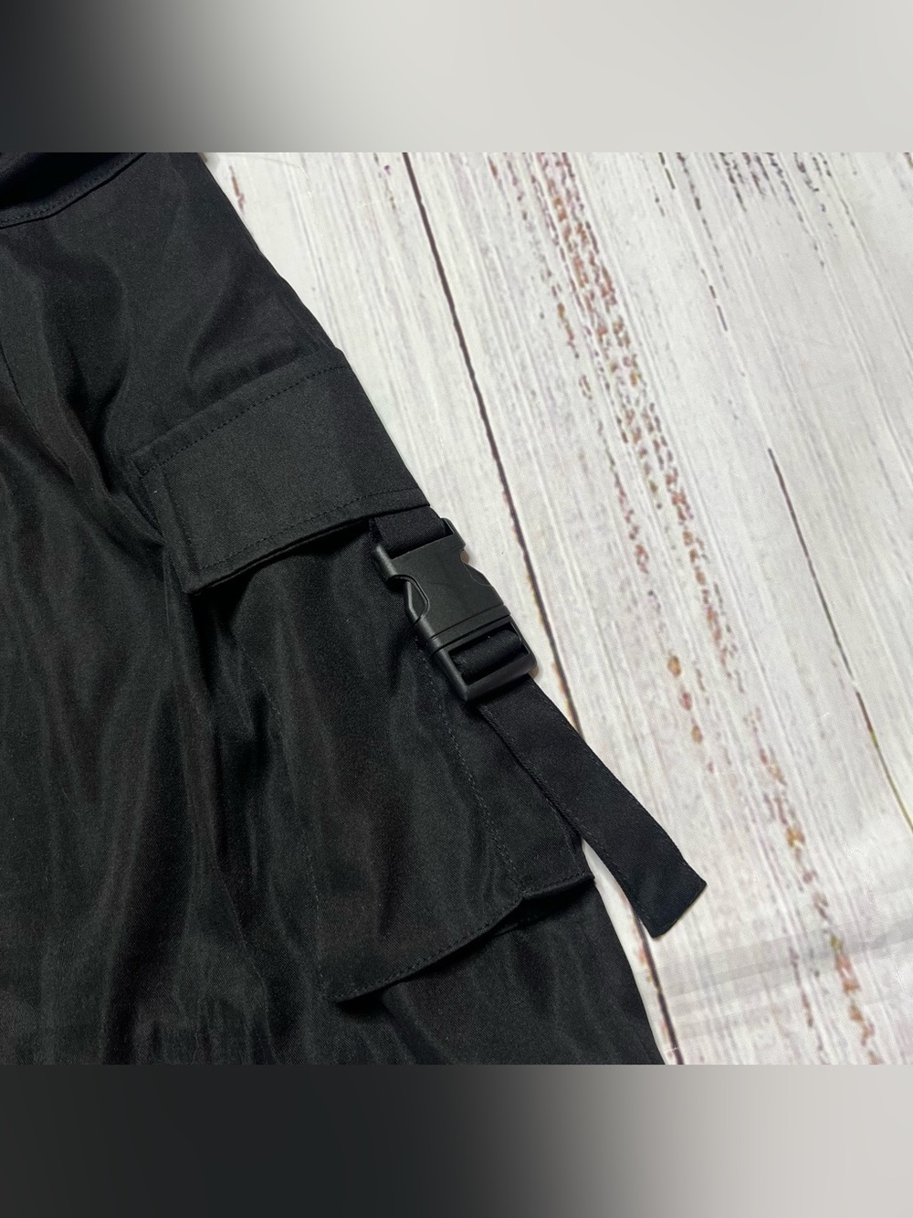 Black Cargo Utility Mini Skirt with Belt - Picture 8 of 11